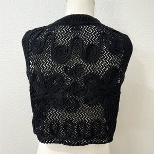 Chicos Whimsigoth Crochet Open Vest Boho Size L NWT